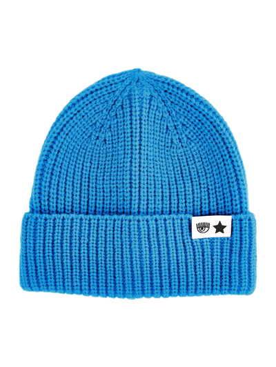 Shop Chiara Ferragni Eyestar Knit Hat In Diva Blue