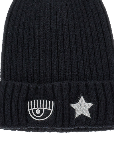 Shop Chiara Ferragni Cf Eyestar Knit Hat In Black