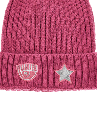 Shop Chiara Ferragni Cf Eyestar Knit Hat In Fuchsia Red