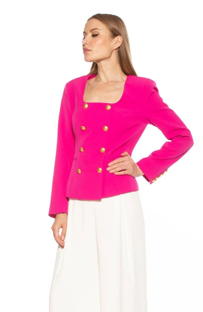 Shop Alexia Admor Jacki Scoop Neck Retro Blazer In Hot Pink