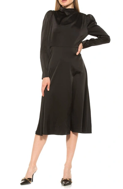 Shop Alexia Admor Denni Mock Neck Long Sleeve Midi Dress In Black