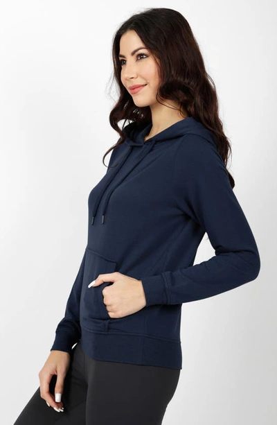 Shop 90 Degree By Reflex Terry Brushed Pullover Hoodie In Dark Navy