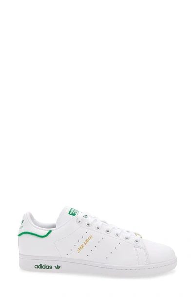Shop Adidas Originals Stan Smith Low Top Sneaker In Ftwr White/ Green/ Purple