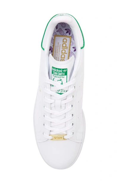 Shop Adidas Originals Stan Smith Low Top Sneaker In Ftwr White/ Green/ Purple