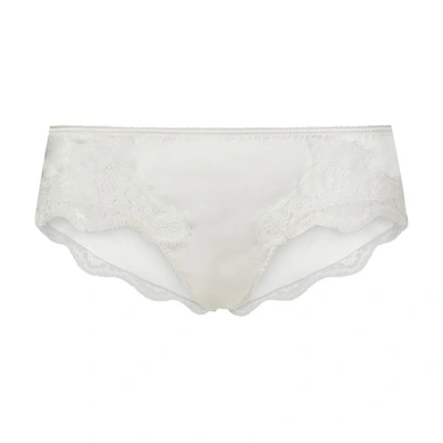 Shop Dolce & Gabbana Satin Briefs With Lace Detailing In Natural_white
