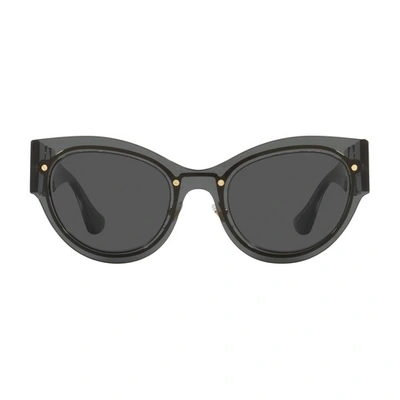 Shop Versace Ve2234 Sunglasses In Transparent_dark_grey_gris_fonce