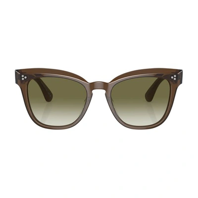 Shop Oliver Peoples Marianela Butterfly Sunglasses In Espresso_olive_gradient