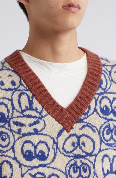 Shop The Elder Statesman Expression V-neck Cashmere Sweater Vest In Hickory/ Blue Jay/ Khaki-c750