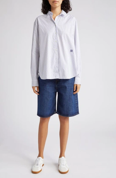 Shop Totême Classic Organic Cotton Denim Shorts In Dark Blue