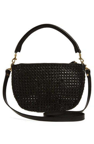 Shop Clare V Petit Moyen Messenger Bag In Black Woven Checker