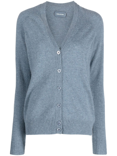 Shop Zadig & Voltaire Button-up Cashmere Cardigan In Blue