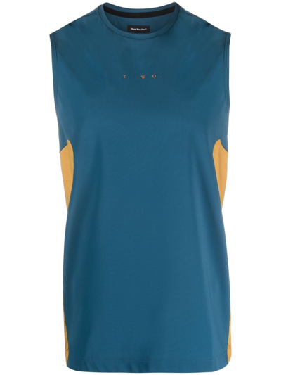Shop There Was One Logo-print Panelled Vest Top In Blue