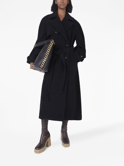 Shop Stella Mccartney Belted Double-breasted Wool Coat In Black