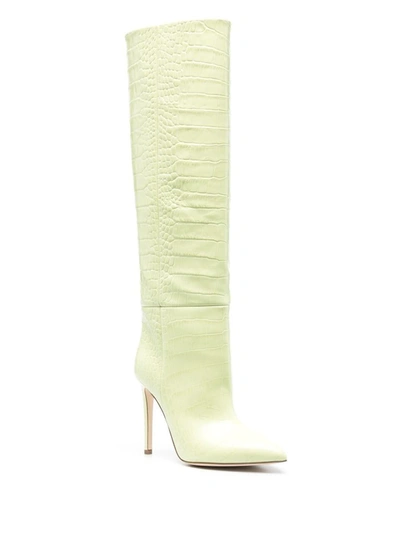 Shop Paris Texas Leather Crocodile-embossed Boots In Yellow