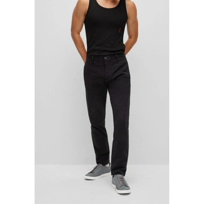 Hugo Boss Slim-fit Chinos In Stretch-cotton Gabardine In Black