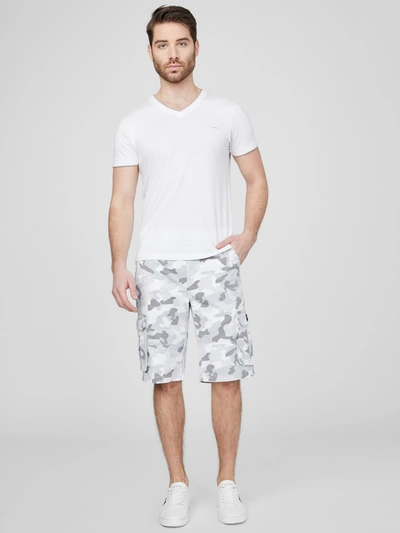 Shop Guess Factory Karl White Camo Cargo Shorts In Multi