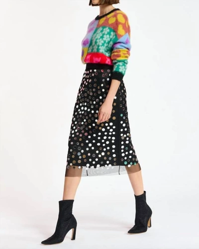 Shop Essentiel Antwerp Mirror-embellished Midi Skirt In Black