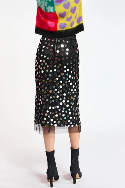 Shop Essentiel Antwerp Mirror-embellished Midi Skirt In Black