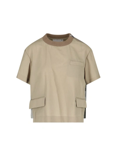 Shop Sacai T-shirts And Polos In Beige