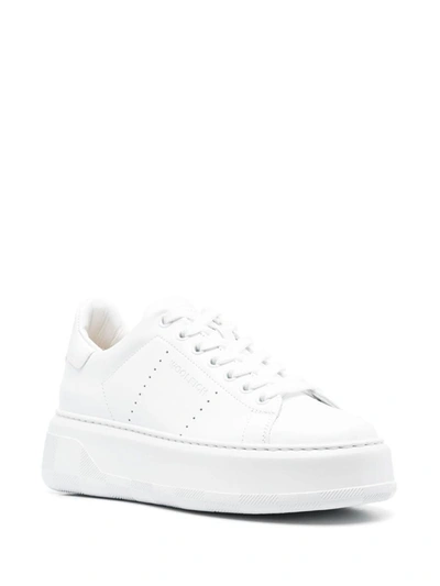 Shop Woolrich Leather Cupsole Chunky Sneakers In White