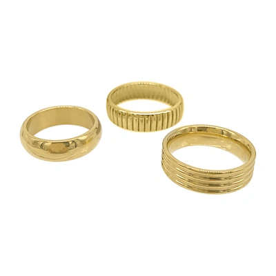 Shop Adornia Wide Stacking Band Set Gold In Yellow