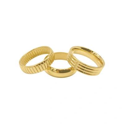 Shop Adornia Wide Stacking Band Set Gold In Yellow