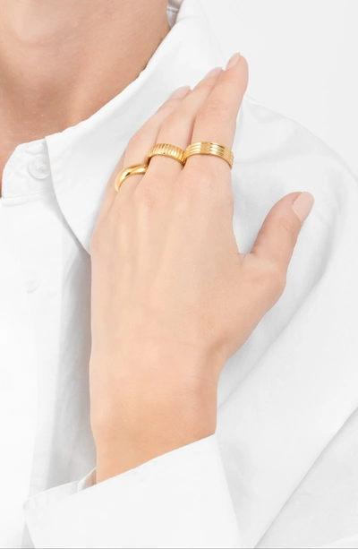 Shop Adornia Wide Stacking Band Set Gold In Yellow