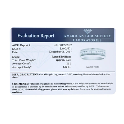 Vir Jewels 1/4 Cttw Si1-si2 11 Stone Certified Machine Diamond Wedding Band 14k Gold In Silver