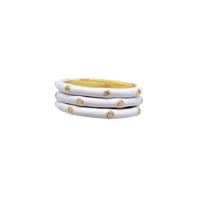 Shop Adornia White Enamel Trio Ring Set Gold
