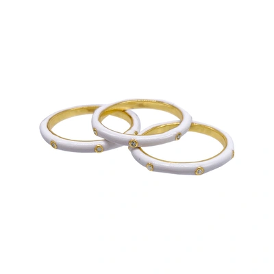 Shop Adornia White Enamel Trio Ring Set Gold