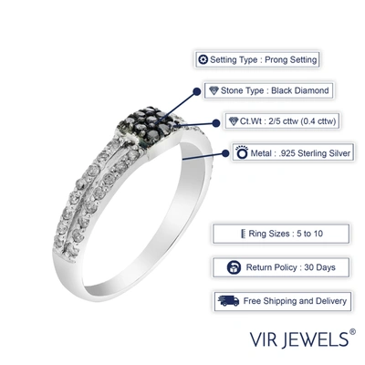 Vir Jewels 2/5 Cttw Black And White Diamond Ring .925 Sterling Silver With Rhodium In Silver