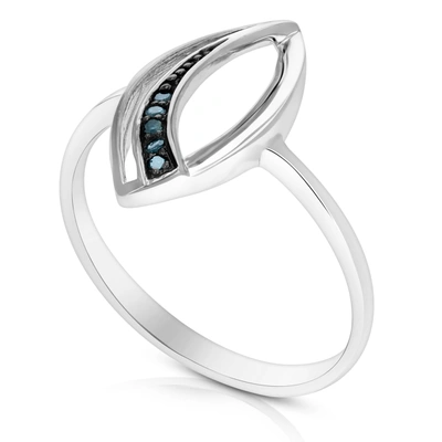 Vir Jewels 1/20 Cttw Blue Diamond Marquise Ring .925 Sterling Silver With Rhodium In Silver