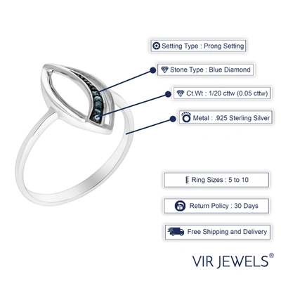 Vir Jewels 1/20 Cttw Blue Diamond Marquise Ring .925 Sterling Silver With Rhodium In Silver