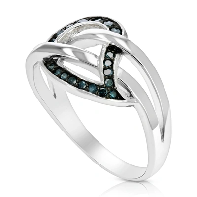 Vir Jewels 1/5 Cttw Blue Diamond Leaf Ring .925 Sterling Silver With Rhodium Plating In Silver