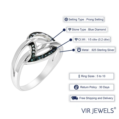 Vir Jewels 1/5 Cttw Blue Diamond Leaf Ring .925 Sterling Silver With Rhodium Plating In Silver