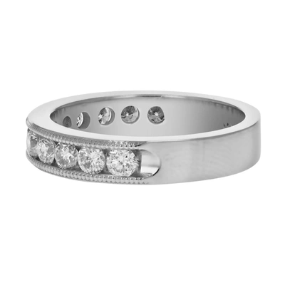 Vir Jewels 1 Cttw Si2-i1 14k White Gold Machine Set With Milgrain Diamond Wedding Band In Silver