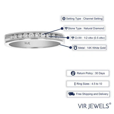 Vir Jewels 1/2 Cttw Si2-i1 14k Gold Machine Set Diamond Wedding Band 10 Stones In Silver