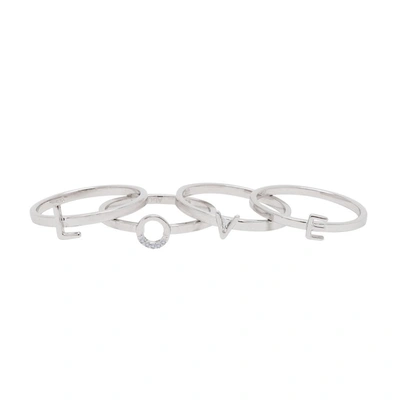Shop Adornia Love Ring Stack Silver In White
