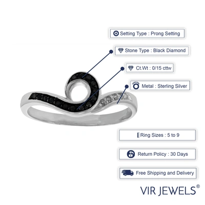 Vir Jewels 0.15 Cttw Black And White Diamond Ring .925 Sterling Silver With Rhodium