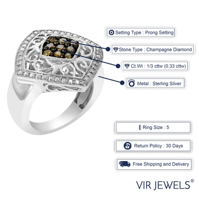Vir Jewels 1/3 Cttw Champagne Diamond Ring .925 Sterling Silver With Rhodium Plating In Silver