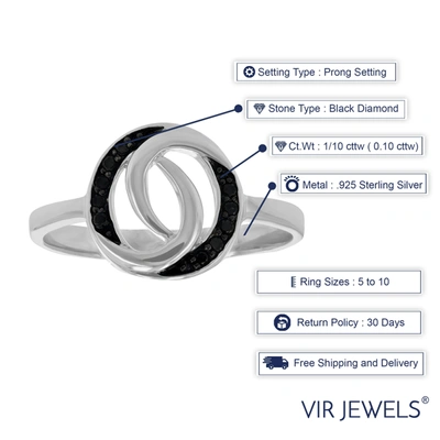 Vir Jewels 1/10 Cttw Black Diamond Ring In .925 Sterling Silver With Rhodium Plating In Silver