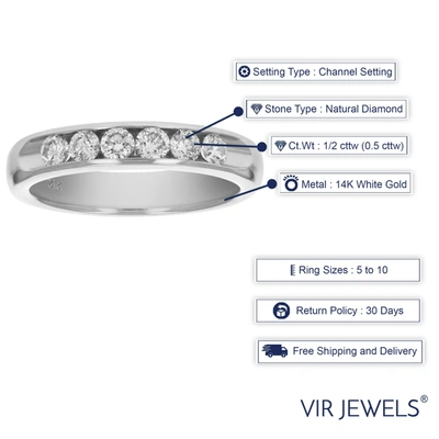 Vir Jewels 1/2 Cttw Si2-i1 14k Gold Machine Set Diamond Wedding Band Channel Set In Silver