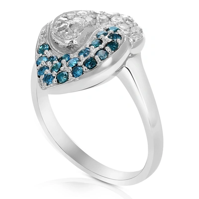 Vir Jewels 0.80 Cttw Blue And White Diamond Ring .925 Sterling Silver With Rhodium Plating
