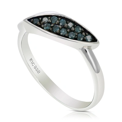 Vir Jewels 1/5 Cttw Blue Diamond Ring .925 Sterling Silver With Rhodium Plating In Silver