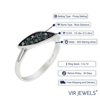 Vir Jewels 1/5 Cttw Blue Diamond Ring .925 Sterling Silver With Rhodium Plating In Silver