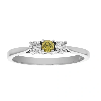 Vir Jewels 1/4 Cttw 3 Stone Yellow And White Diamond Engagement Ring 14k White Gold In Yellow