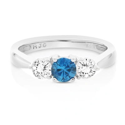 Vir Jewels 1 Cttw Blue And White Diamond 3 Stone Engagement Ring 10k White Gold