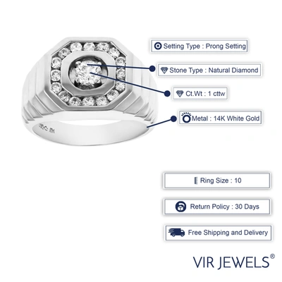 Vir Jewels 1 Cttw Men's Diamond Ring 14k White Gold Wedding Engagement Bridal Style In Silver