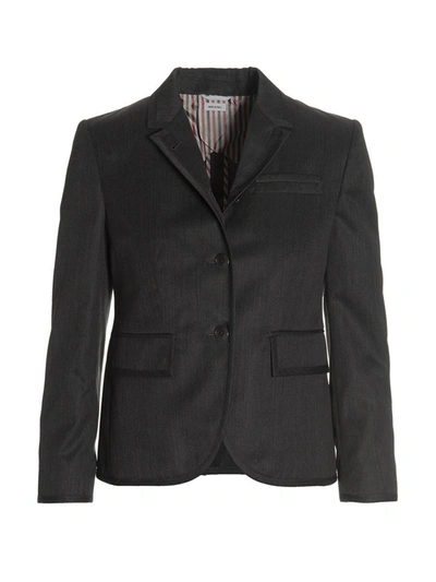 Shop Thom Browne Wool Single Breast Blazer Jacket In Gray