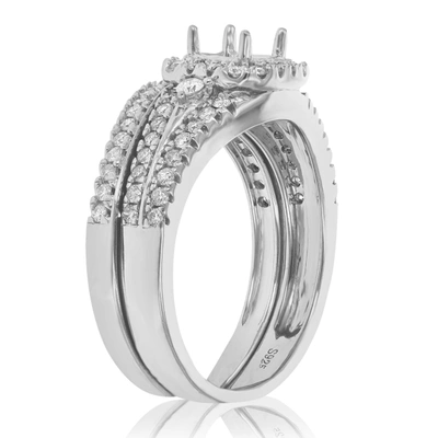 Vir Jewels 0.60 Cttw Diamond Semi Mount Bridal Set With Center Princess Silver